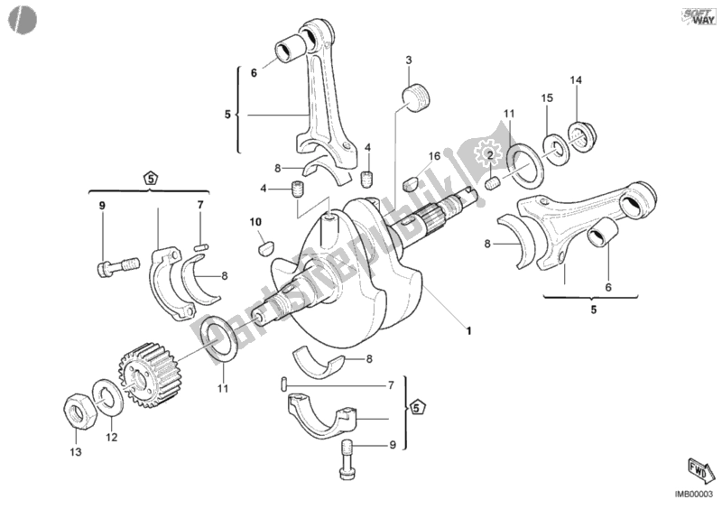 Tutte le parti per il Albero A Gomiti del Ducati Superbike 748 S 2002